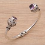 Amethyst cuff bracelet, 'Monument' - Amethyst and Sterling Silver Cuff Bracelet from Bali