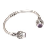 Amethyst cuff bracelet, 'Monument' - Amethyst and Sterling Silver Cuff Bracelet from Bali