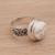 Sterling silver cocktail ring, 'Serene Repose' - Hand Carved Bone and Sterling Silver Face Ring