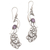Amethyst dangle earrings, 'Merak' - Amethyst and Sterling Silver Peafowl Dangle Earrings thumbail
