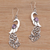 Amethyst dangle earrings, 'Merak' - Amethyst and Sterling Silver Peafowl Dangle Earrings (image 2b) thumbail