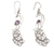 Amethyst dangle earrings, 'Merak' - Amethyst and Sterling Silver Peafowl Dangle Earrings (image 2d) thumbail