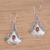 Garnet dangle earrings, 'Blade Falling' - Garnet and Sterling Silver Dangle Earrings from Bali (image 2b) thumbail