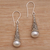 Cultured pearl dangle earrings, 'Pristine Beauty' - Cultured Pearl Balinese Style Sterling Silver Earrings (image 2b) thumbail