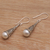 Cultured pearl dangle earrings, 'Pristine Beauty' - Cultured Pearl Balinese Style Sterling Silver Earrings (image 2c) thumbail