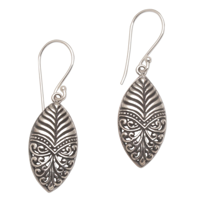 Sterling silver dangle earrings, 'Majesty Leaf' - Handmade Sterling Silver Dangle Earrings
