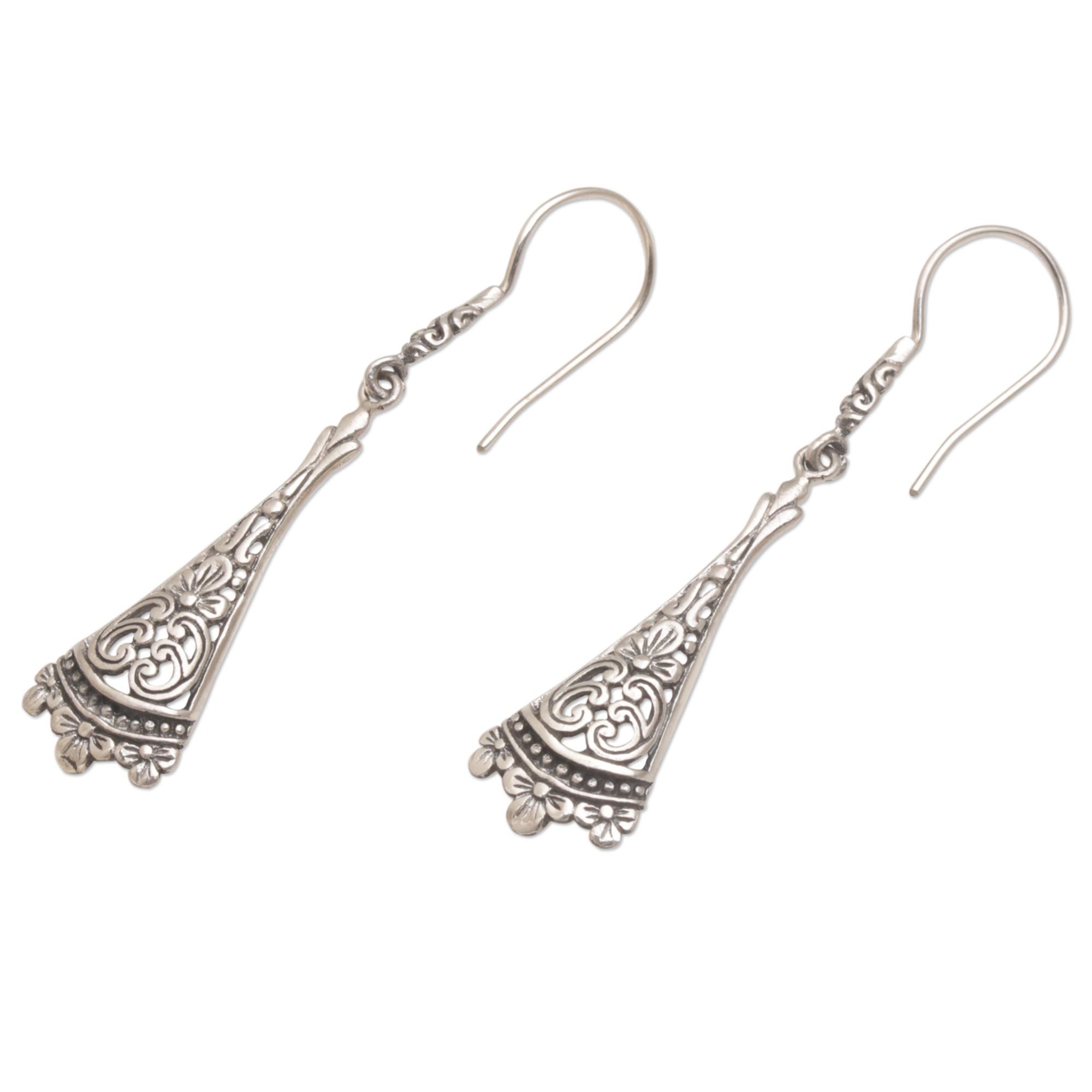 Handmade Sterling Silver Dangle Earrings from Bali Knowing NOVICA