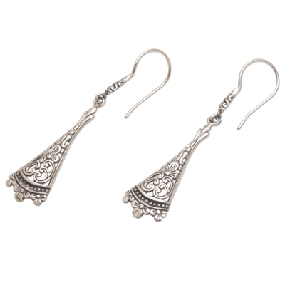 Sterling silver dangle earrings, 'Knowing' - Handmade Sterling Silver Dangle Earrings from Bali