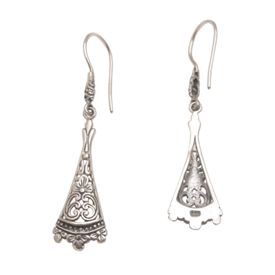 Handmade Sterling Silver Dangle Earrings from Bali - Knowing | NOVICA