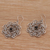 Onyx dangle earrings, 'Jimbaran Sun' - Round Sterling Silver Dangle Earrings with Onyx (image 2c) thumbail