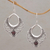 Garnet dangle earrings, 'Victorian Grace' - Vintage Look Sterling Silver and Garnet Earrings (image 2) thumbail