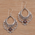 Garnet dangle earrings, 'Victorian Grace' - Vintage Look Sterling Silver and Garnet Earrings (image 2b) thumbail