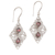 Garnet dangle earrings, 'Besakih Beauty' - Ornate Dangle Earrings with Garnets and Sterling Silver (image 2a) thumbail