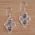 Garnet dangle earrings, 'Besakih Beauty' - Ornate Dangle Earrings with Garnets and Sterling Silver (image 2b) thumbail