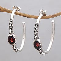 Garnet half-hoop earrings, Sacred Sakenan