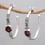 Garnet half-hoop earrings, 'Sacred Sakenan' - Balinese Style Half-Hoop Earrings with Garnet Stones thumbail