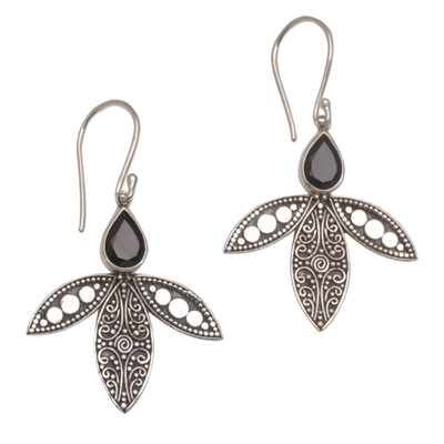 Sterling Silver Dangle Earrings with Faceted Onyx
