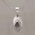 Garnet pendant necklace, 'I'll Be Seeing You' - Garnet and Sterling Silver Eye Shaped Pendant Necklace (image 2) thumbail