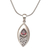 Garnet pendant necklace, 'I'll Be Seeing You' - Garnet and Sterling Silver Eye Shaped Pendant Necklace (image 2d) thumbail