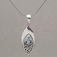 Blue topaz pendant necklace, 'I'll Be Seeing You'