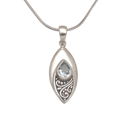 Blue topaz pendant necklace, 'I'll Be Seeing You' - Sterling Silver Pendant Necklace with Blue Topaz