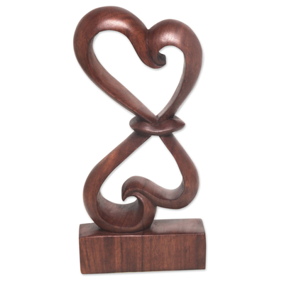 Wood sculpture, 'Heartfelt' - Hand-Carved Balinese Wood Sculpture
