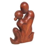 Wood statuette, 'Love's Bond' - Hand Carved Romantic Suar Wood Statuette from Bali