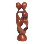 Wood statuette, 'Family Spiral' - Hand Crafted Wood Family Statuette from Bali