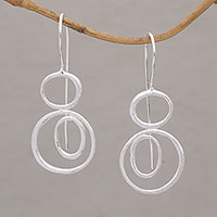 Sterling silver drop earrings, 'Unconventional' - Contemporary Sterling Silver Drop Earrings from Bali