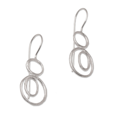 Sterling silver drop earrings, 'Unconventional' - Contemporary Sterling Silver Drop Earrings from Bali