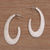 Sterling silver half-hoop earrings, 'Elliptical Orbit' - Brushed Sterling Silver Half Hoop Post Earrings