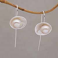 Sterling Silver Cultured Freshwater Pearl Drop Earrings,'Lily Glamour'