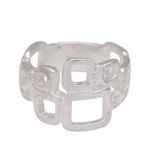 Sterling silver band ring, 'Elegant Blocks' - 925 Sterling Silver Abstract Block Ring in a Brushed Finish