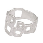 Sterling silver band ring, 'Elegant Blocks' - 925 Sterling Silver Abstract Block Ring in a Brushed Finish