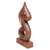 Wood sculpture, 'Shy Heart' - Handmade Suar Wood Abstract Heart Tabletop Sculpture