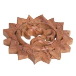 Wood relief panel, 'Sunnyside Om' - Hand Carved Suar Wood Wall Hanging Sanskrit Om