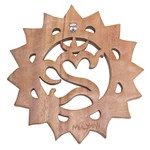 Wood relief panel, 'Sunnyside Om' - Hand Carved Suar Wood Wall Hanging Sanskrit Om