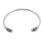 Cultured pearl cuff bracelet, 'Discreetly Yours' - Feminine Cultured Pearl and Sterling Silver Cuff Bracelet