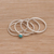 Sterling silver stacking rings, 'Alignment' (set of 5) - Handmade 925 Sterling Silver Turquoise Stacking Ring