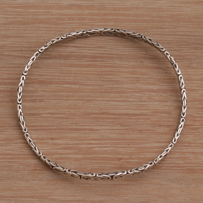 Sterling silver bangle bracelet, 'Rejuvenation' - Artisan Handmade Sterling Silver Bangle Bracelet