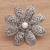 Cultured pearl brooch, 'Starlight Flower' - Handmade 925 Sterling Silver Cultured Pearl Floral Brooch (image 2) thumbail