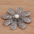 Cultured pearl brooch, 'Starlight Flower' - Handmade 925 Sterling Silver Cultured Pearl Floral Brooch (image 2b) thumbail