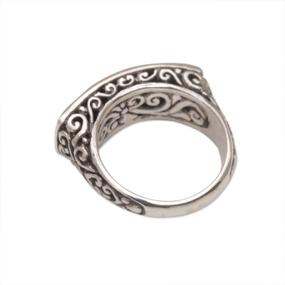 Sterling silver cocktail ring, 'Ancient Signet' - Sterling Silver Scrollwork Motif Cocktail Ring