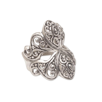 Sterling silver cocktail ring, 'Butterfly Glory' - Butterfly Motif Cocktail Ring Crafted from Sterling Silver