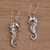 Sterling silver dangle earrings, 'Friendly Seahorse' - Seahorse Motif Dangle Earrings in Sterling Silver (image 2b) thumbail