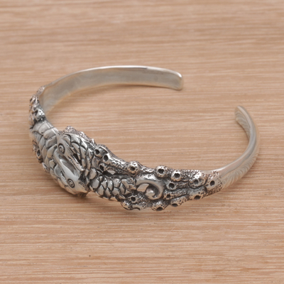 Sterling silver cuff bracelet, 'Seahorse Family' - Indonesia 925 Sterling Silver Seahorse Cuff Bracelet
