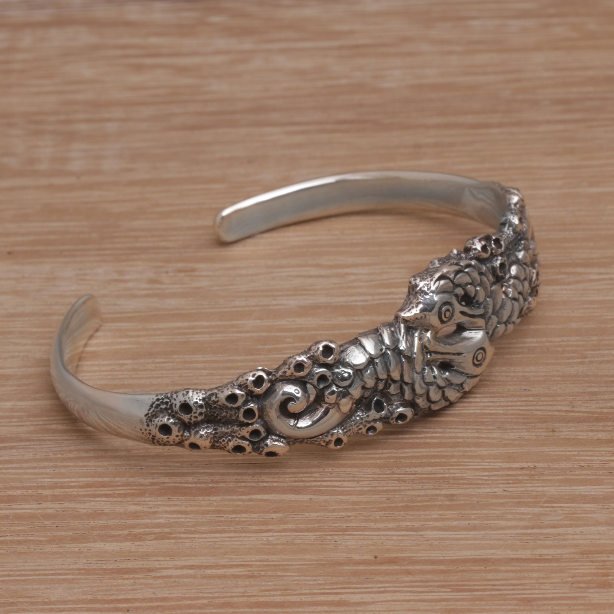Indonesia 925 Sterling Silver Seahorse Cuff Bracelet - Seahorse Family ...