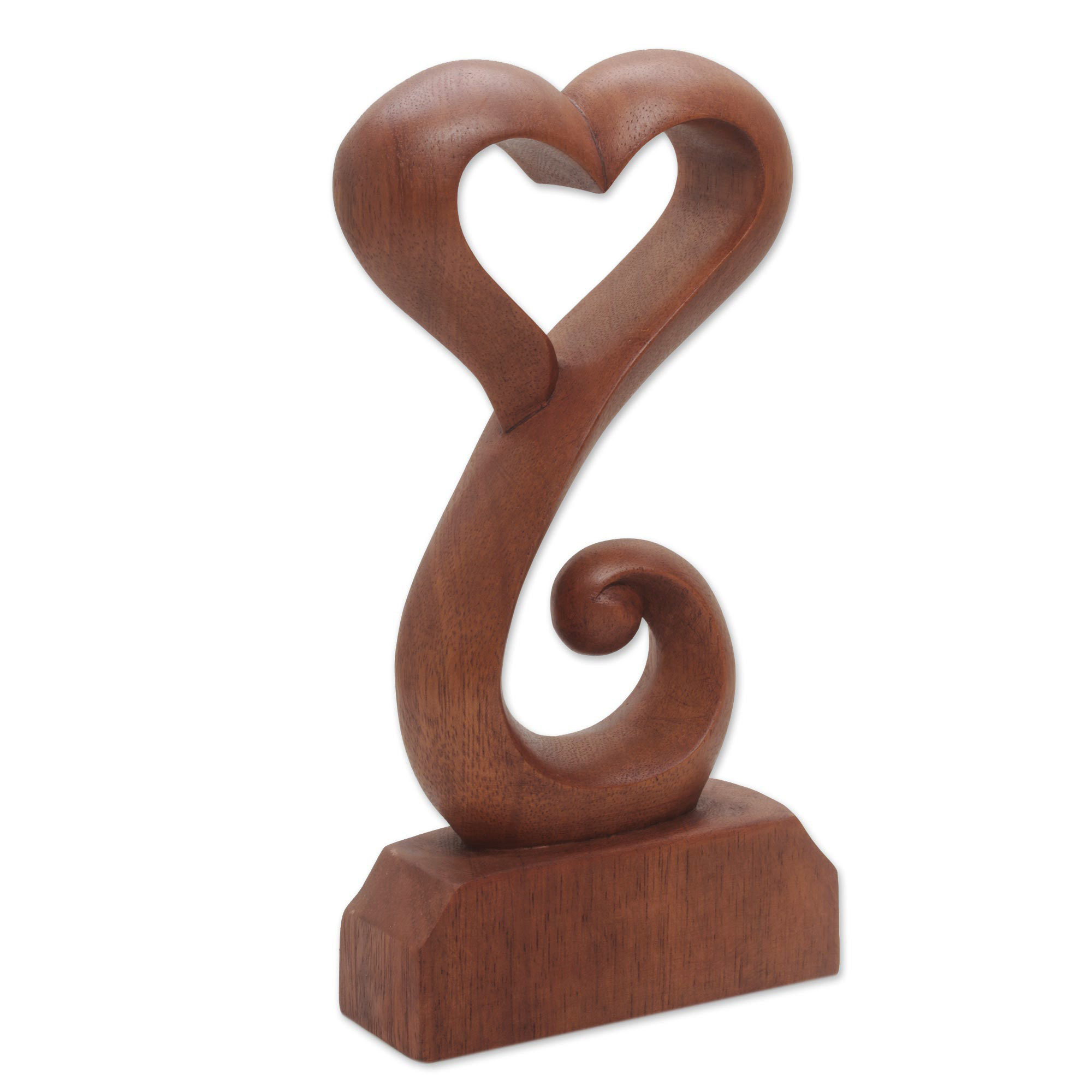 Hand Crafted Suar Wood Open Heart Statuette Home Decor - Tangled Love ...