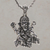 Sterling silver pendant necklace, 'Ganesha Semedi' - Large Ganesha Pendant Necklace on Braided Link Chain thumbail