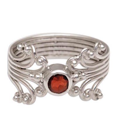 Balinese Garnet and Sterling Silver Single Stone Ring